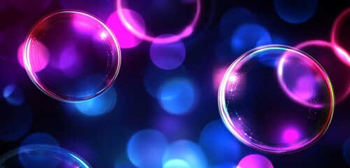 Poster - abstract digital background with glowing network connections and bubbles