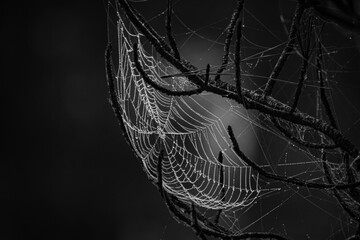 Spider web on a Foggy morning