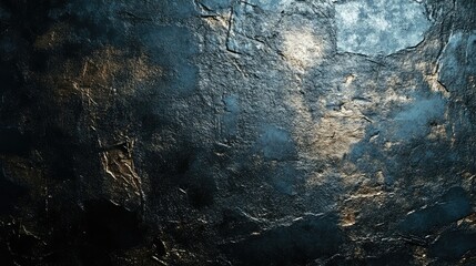 Poster - Abstract texture of a dark blue surface with metallic sheen, showcasing intricate patterns and reflective qualities that evoke a sense of depth and mystery