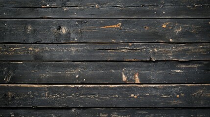 Poster - A Close-Up View of Dark Textured Wooden Planks with Natural Imperfections and Grain Patterns Perfect for Backgrounds and Design Elements