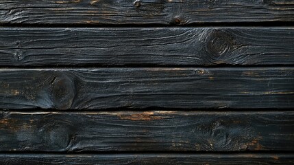 Poster - Black Wooden Planks with Textured Surfaces Showcasing Natural Grain and Rustic Charm Ideal for Backgrounds, Interior Design, and Artistic Projects