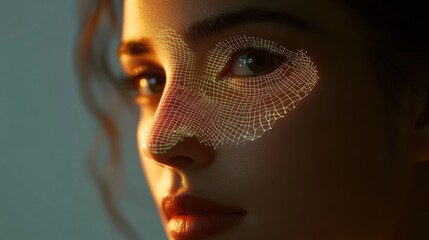 Poster - Digital Face Scan: Futuristic Biometric Portrait