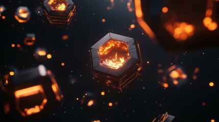 Poster - Abstract Hexagonal Fire Structures in Dark Space
