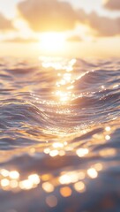 Poster - Golden sunset reflecting on calm ocean waves.