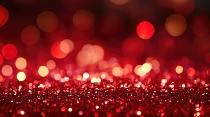 Poster - Shimmering Red Glitter Effect with Soft Bokeh for Festive Celebrations, Party Decorations, and Holiday Themes Capturing Warmth and Joy in Every Sparkle