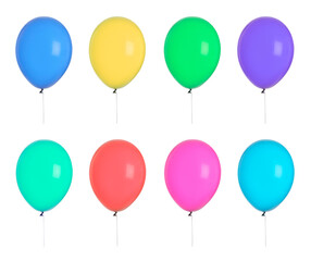 Wall Mural - Balloons in different colors isolated on white, set