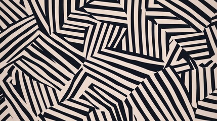 Poster - Abstract Black and White Interlocking Stripes Design