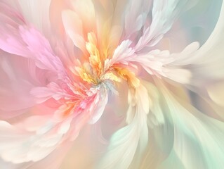Poster - Colorful Abstract Swirl Featuring Soft Pastels With Floral Elements in a Mesmerizing Pattern