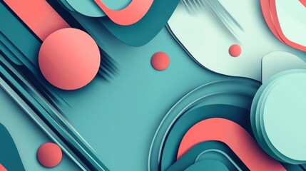 Poster - Abstract Teal and Coral Layered Shapes Design