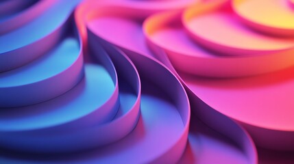 Poster - Colorful Flowing Paper Waves in Vibrant Hues of Blue, Pink, and Orange With Smooth Curves Creating a Mesmerizing Visual Effect