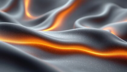 Poster - abstract metallic waves with vibrant orange highlights