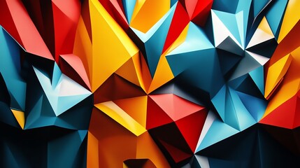 Poster - Vibrant Geometric Shapes Create an Eye-Catching Abstract Display in Bold Colors and Dynamic Angles