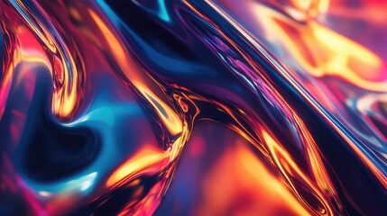 Poster - Vibrant Abstract Liquid Texture with Iridescent Colors and Flowing Shapes Ideal for Modern Backgrounds and Creative Design Projects