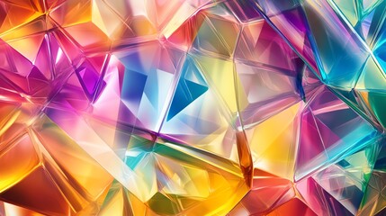 Poster - Colorful Abstract Crystal Patterns With Vibrant Hues Reflecting Light in a Geometric Design