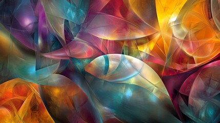 Poster - Colorful Abstract Artwork With Vibrant Swirls and Shapes Creating a Dynamic Visual Experience in Bold Hues