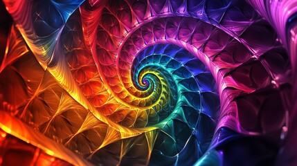 Poster - Colorful Fractal Spiral Showcases Intricate Design and Vivid Patterns in Abstract Art Style