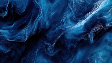 Poster - Blue Abstract Waves of Smoke and Light Creating an Enigmatic Texture Ideal for Backgrounds, Digital Art, and Creative Projects in Various Formats