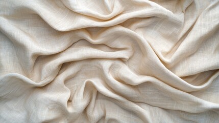Poster - Cream-colored linen fabric with elegant drapes and texture