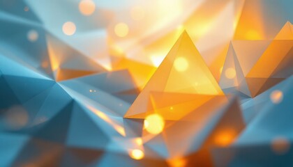 Poster - Abstract geometric glow: illuminated 3d triangular shapes in blue and orange