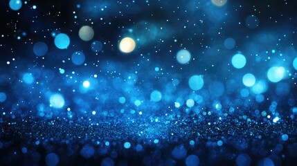 Poster - Abstract blue and turquoise background with shimmering particles and bokeh effect creating a dreamy and ethereal atmosphere for creative projects