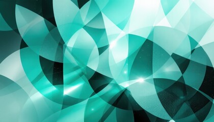 Poster - Abstract geometric green and blue overlapping shapes with light effects