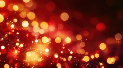 Poster - Abstract background featuring vibrant red and orange bokeh lights, creating a festive and enchanting atmosphere ideal for celebrations and seasonal greetings.