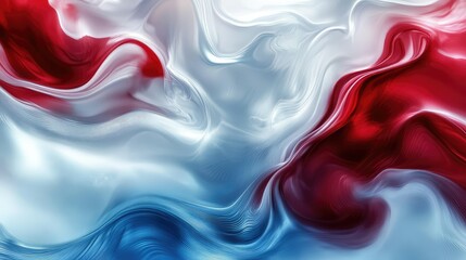 Poster - Abstract Fluid Background in Red and Blue Tones with Smooth Waves and Swirls Representing Movement and Energy in Modern Art