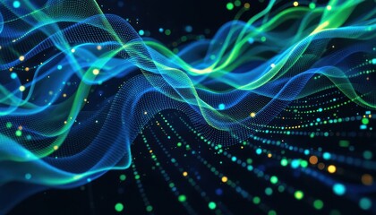 Poster - Abstract digital waveforms: vibrant colors and dynamic motion