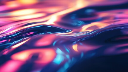 Poster - Abstract Water Surface with Colorful Reflections and Light Play, Creating an Enigmatic and Dreamlike Atmosphere Perfect for Backgrounds and Artistic Visuals