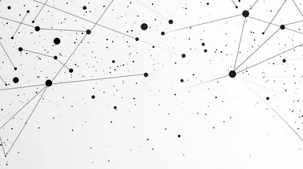 Poster - Abstract Black Circles and Lines on a White Background Representing Connections, Networks, and Data Visualization in a Modern Artistic Style