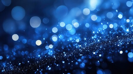 Poster - Dazzling Blue Sparkle Background with Glittering Bokeh Effect for Creative Projects and Artistic Designs in Digital Media and Print Applications