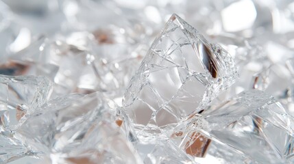 Wall Mural - Shattered ice cubes close-up, light background, drink ingredient