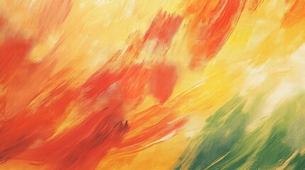 Poster - Vibrant Abstract Background of Orange, Yellow, and Green Brushstrokes Evoking Warmth, Energy, and Creativity for Artistic and Design Projects