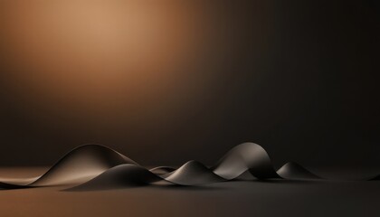Poster - Elegant abstract waves in subtle lighting with smooth flowing curves on a dark background