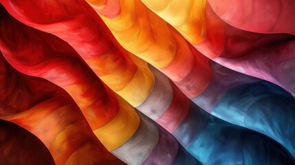 Poster - Vibrant abstract waves of colorful textured fabric art design