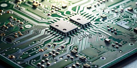 Poster - Subtle White Textured PCB Background: Cool Grayscale Computer Technology Image