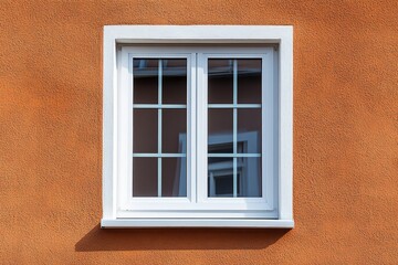 Aufkleber - White window on orange wall.