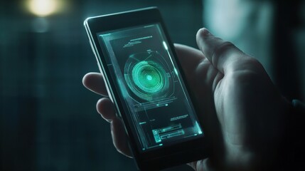Poster - Futuristic Smartphone Interface: Biometric Authentication