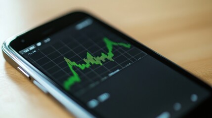 Poster - Smartphone Displaying Dynamic Stock Market Graph