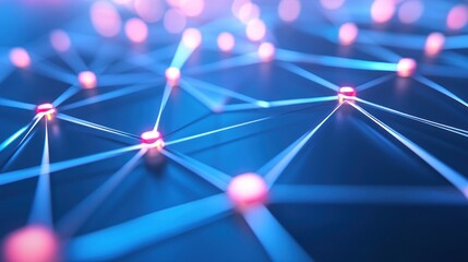 Poster - abstract network connections: glowing nodes and lines