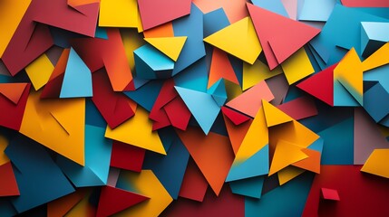 Poster - Vibrant Abstract Shapes Create a Colorful Collage of Geometric Patterns on a Textured Background