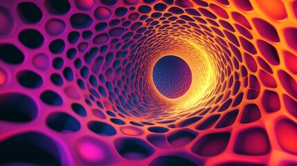 Poster - Colorful Abstract Tunnel With Vibrant Patterns and Glowing Lights in a Digital Space