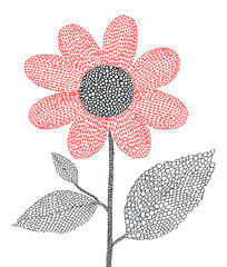 Sticker - PNG Playful and vibrant flat vector flower art illustration.