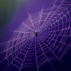 Spiderweb Halloween Design  Dewdrops  Insect  Nature  Dark Purple Background