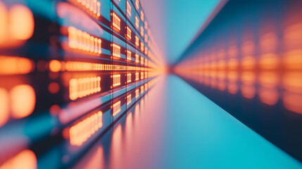 Aufkleber - A vibrant, abstract image showcasing illuminated lines converging in the distance, creating a sense of depth and modernity.