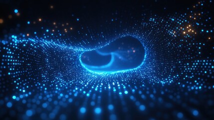 Fototapete - Futuristic Cyberpunk Digital Wave Background with High Contrast Light and Dimensional Depth