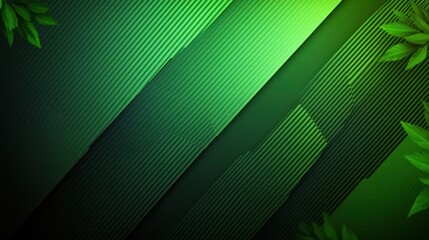 Fototapete - vibrant green diagonal lines abstract design dark gradient background