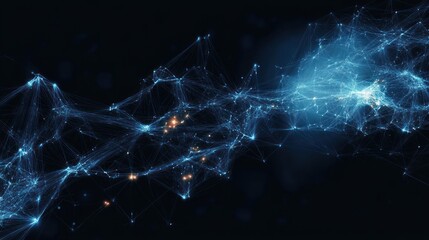 Fototapete - Futuristic Cyberpunk Abstract Technology Network with Neon Lights
