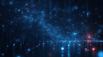 Fototapete - Futuristic Cyberpunk Digital Technology Network Background Abstract Connected Nodes