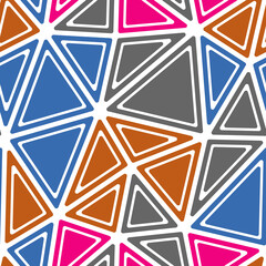 Poster - abstract mosaic background. rounded solid shapes in frames. big triangles size. multiple colors styl